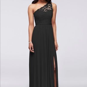 David’s bridal floor length black dress